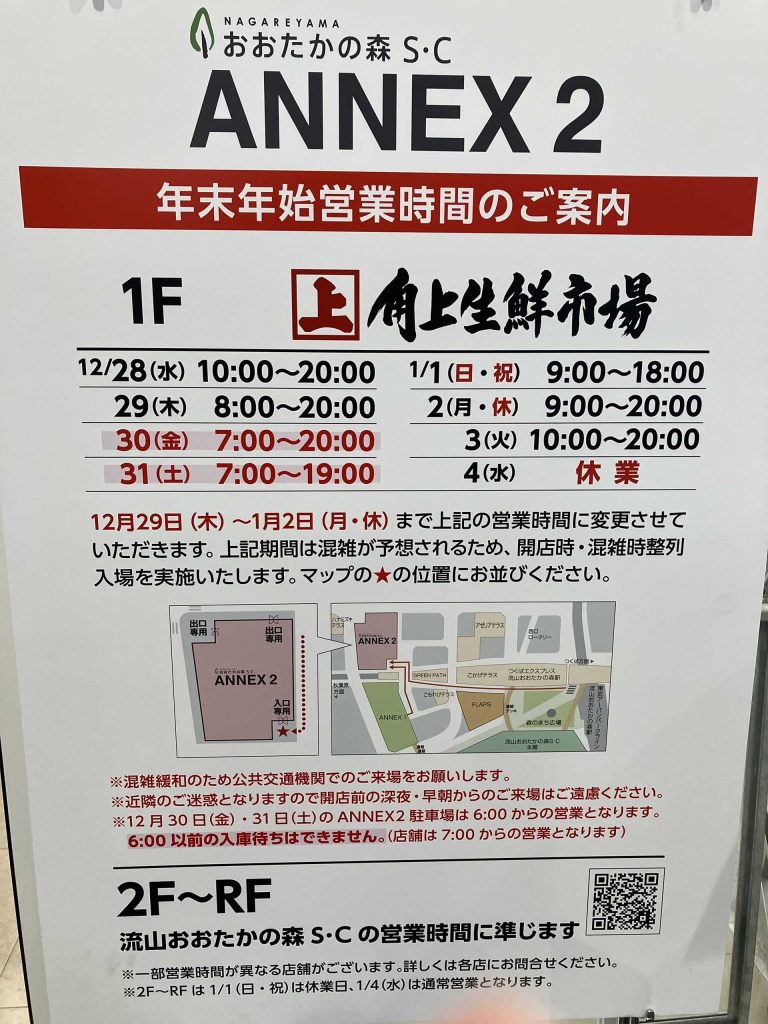 角上生鮮市場の年末年始 営業時間